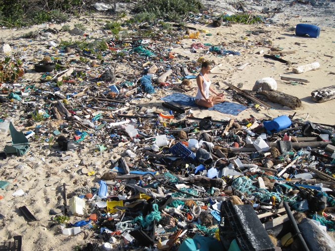 brittany trubridge meditating on plastic pollution beach 677